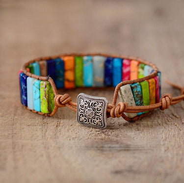Multi-color Jasper Stone Chakra Wrap HEALING Bracelet